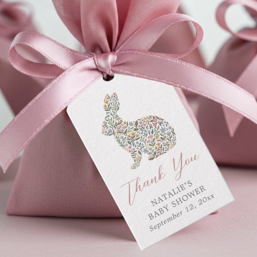 Elegant Wildflower Rabbit Baby shower Favoriet Cadeaulabel