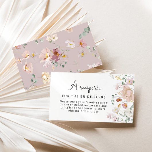 Elegant Wildflower Recept voor de bruid om te zijn Informatiekaartje