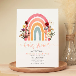 Elegant Wildflower Regenboog Meisje Baby shower Kaart