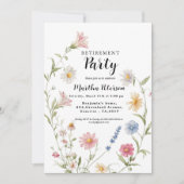 Elegant Wildflower Retirement party  Invitation Kaart (Voorkant)