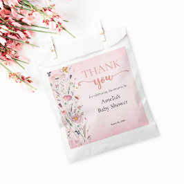 Elegant Wildflower Roze Baby shower Favoriet Tas Bedankzakje