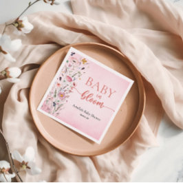 Elegant Wildflower Roze Baby shower Servet