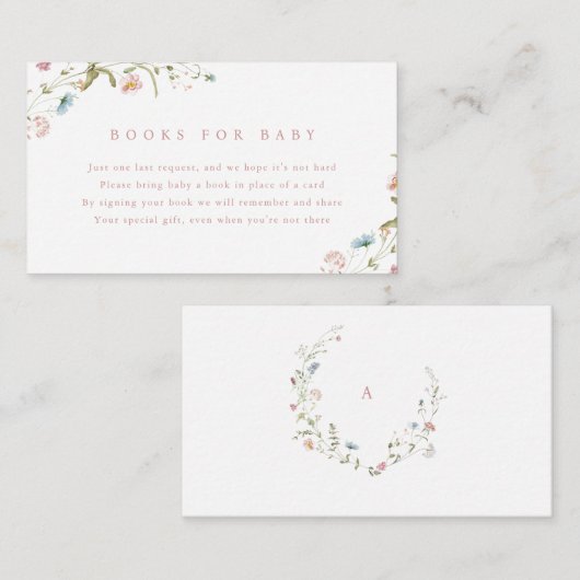 Elegant Wildflower Rustic Boho Books for Baby Informatiekaartje (Voorkant / Achterkant)