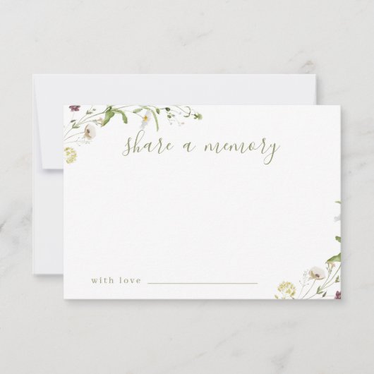 Elegant Wildflower Rustic Boho deelt een geheugenk Bedankkaart (Voorkant)