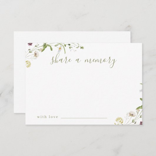 Elegant Wildflower Rustic Boho deelt een geheugenk Bedankkaart (Voorkant / Achterkant)