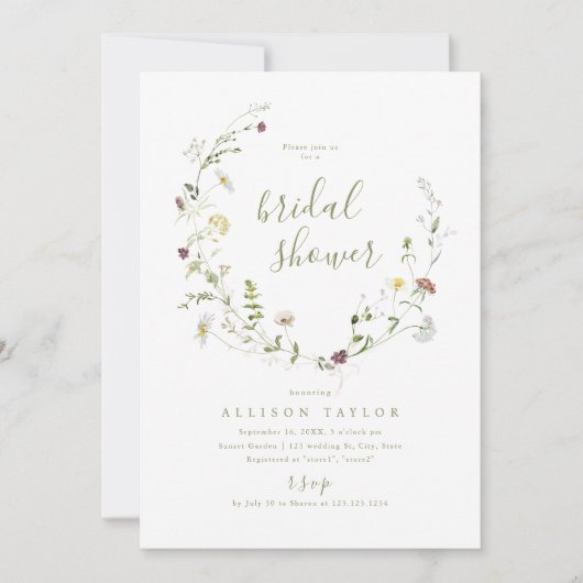 Elegant Wildflower Rustic Boho Vrijgezellenfeest Kaart (Voorkant)