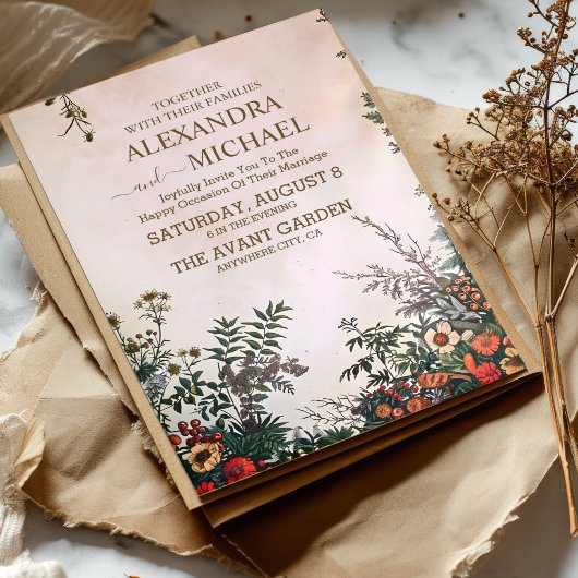 Elegant Wildflower Rustic Boho Wedding Kaart