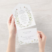 Elegant Wildflower Rustic Boho Wedding monogram All In One Uitnodiging (Afscheurbaar)