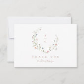 Elegant Wildflower Rustic Boho Wedding monogram Bedankkaart (Voorkant)