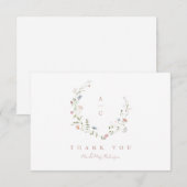 Elegant Wildflower Rustic Boho Wedding monogram Bedankkaart (Voorkant / Achterkant)