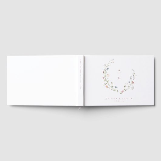 Elegant Wildflower Rustic Boho Wedding Monogram Gastenboek (Volledig)