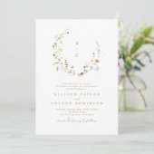 Elegant Wildflower Rustic Boho Wedding monogram Kaart (Staand voorkant)