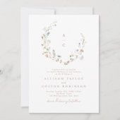 Elegant Wildflower Rustic Boho Wedding monogram Kaart (Voorkant)