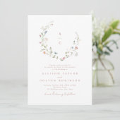 Elegant Wildflower Rustic Boho Wedding monogram Kaart (Staand voorkant)