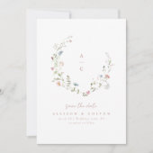 Elegant Wildflower Rustic Boho Wedding monogram Save The Date (Voorkant)
