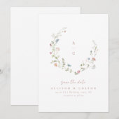 Elegant Wildflower Rustic Boho Wedding monogram Save The Date (Voorkant / Achterkant)