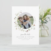 Elegant Wildflower Rustic Boho Wedding monogram Save The Date (Staand voorkant)