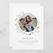 Elegant Wildflower Rustic Boho Wedding monogram Save The Date (Voorkant / Achterkant)