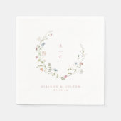Elegant Wildflower Rustic Boho Wedding Monogram Servet (Voorkant)