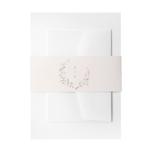 Elegant Wildflower Rustic Boho Wedding Monogram Uitnodigingen Wikkel (Voorkant Voorbeeld)