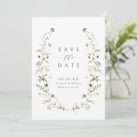 Elegant Wildflower Rustic Boho Wedding Save The Date (Staand voorkant)