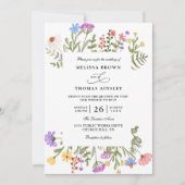 Elegant Wildflower Rustige Budget QR Code Wedding Kaart (Voorkant)