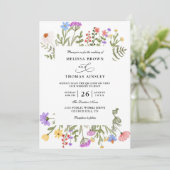 Elegant Wildflower Rustige Budget QR Code Wedding Kaart (Staand voorkant)