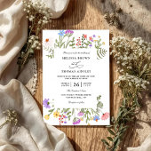 Elegant Wildflower Rustige Budget QR Code Wedding Kaart