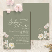 Elegant Wildflower Sage Green Baby shower Kaart