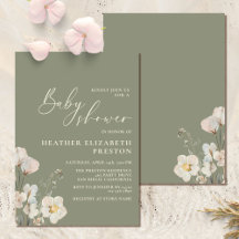 Elegant Wildflower Sage Green Baby shower