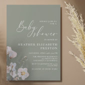 Elegant Wildflower Sage Green Baby shower Kaart