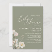 Elegant Wildflower Sage Green Baby shower Kaart (Voorkant)