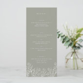 Elegant Wildflower Sage Groen Bruiloft Diner Menu (Staand voorkant)