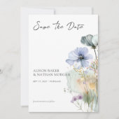 Elegant Wildflower Save the Date Kaart | Waterverf (Voorkant)