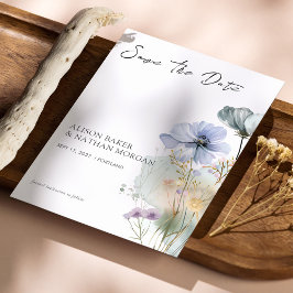Elegant Wildflower Save the Date Kaart | Waterverf