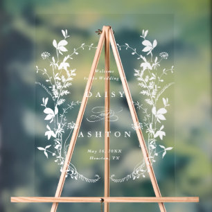 Elegant Wildflower Silhouette bruiloft Welkom Acryl Bord