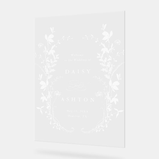 Elegant Wildflower Silhouette bruiloft Welkom Acryl Bord (Hoek)