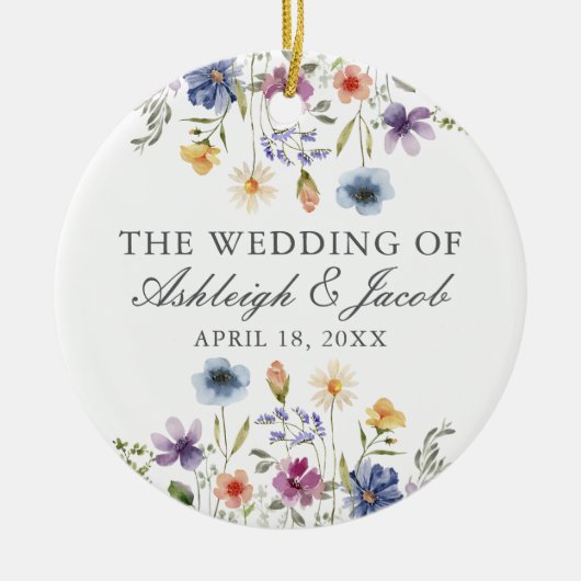 Elegant Wildflower Spring Wedding Keepsake Keramisch Ornament (Voorkant)