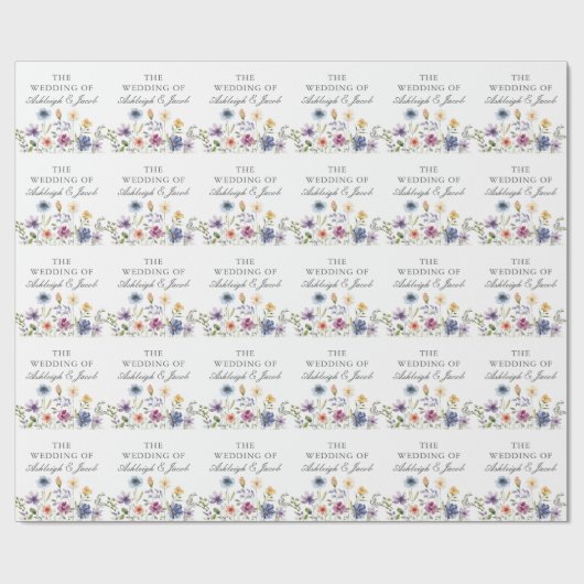 Elegant Wildflower Spring Wedding Personalized Cadeaupapier (Vlak)