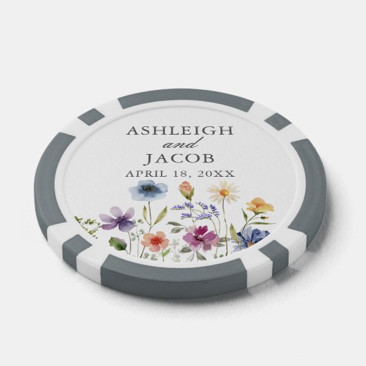 Elegant Wildflower Spring Wedding Personalized Poker Chips (Enkel)