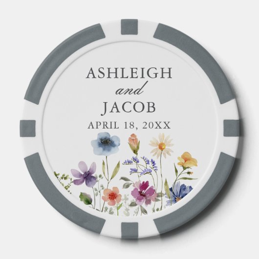 Elegant Wildflower Spring Wedding Personalized Poker Chips (Voorkant)