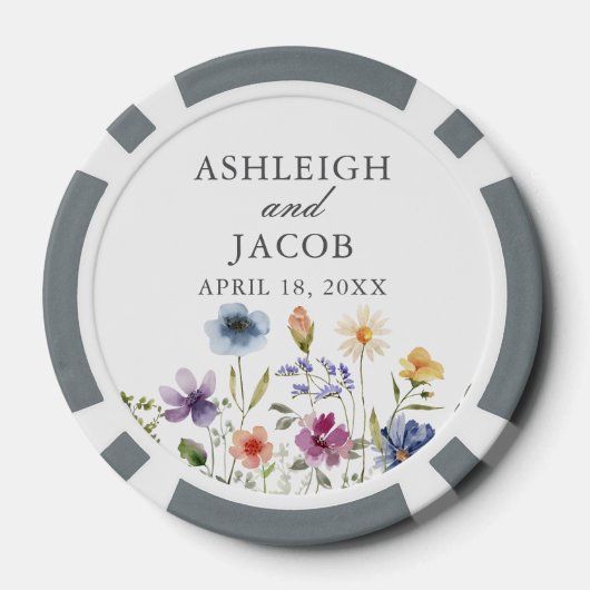 Elegant Wildflower Spring Wedding Personalized Poker Chips (Achterkant)