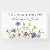 Elegant Wildflower Spring Wedding Personalized Spandoek (Horizontaal)