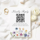 Elegant Wildflower Spring Wedding QR Code Scan RSVP Kaartje