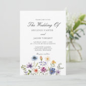 Elegant Wildflower Spring Wedding with Photo Back Kaart (Staand voorkant)