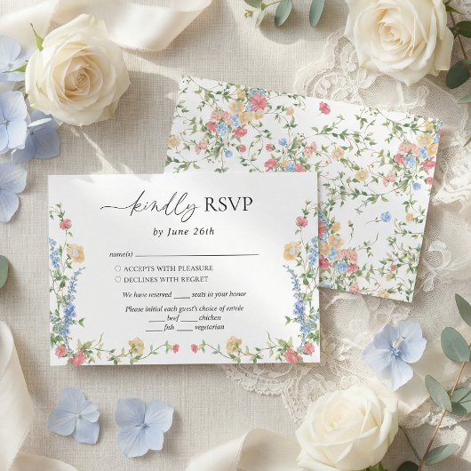 Elegant Wildflower Summer Wedding RSVP Kaartje