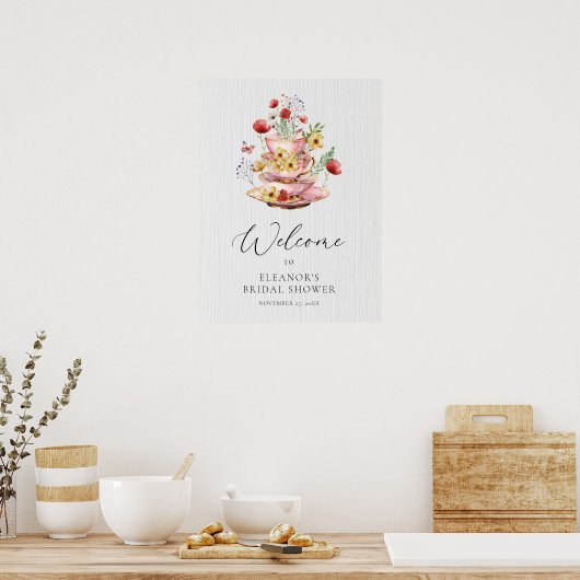 Elegant Wildflower Tea Party Vrijgezellenfeest Wel Poster (Keuken)