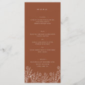 Elegant Wildflower Terracotta Bruiloft Diner Menu (Voorkant)
