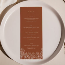 Elegant Wildflower Terracotta Bruiloft Diner Menu