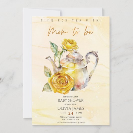 Elegant Wildflower theefeest baby shower Kaart (Voorkant)